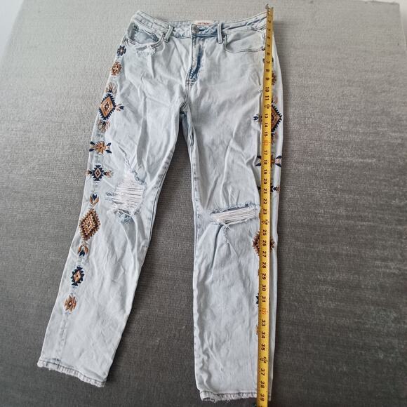 Driftwood Gizelle Jeans Womens 30x27 Blue Embroidered Distressed Boho Light Wash - Picture 9 of 13